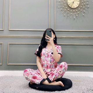 set bộ satin lụa tay ngắn