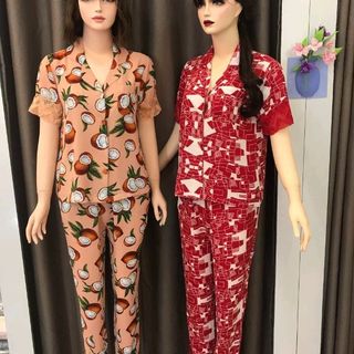 Bộ pijama tay ngắn quần dài vải đũi