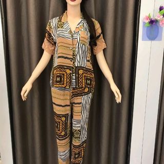Bộ pijama tay ngắn quần dài vải đũi