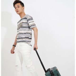 Quần jean nam trắng rách gối CELEB 9D16
