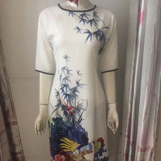 Set áo dài cách tân in họa tiết