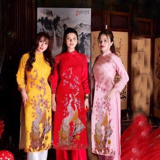 set áo dài họa tiết