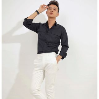 Áo sơ mi nam đen túi hộp CELEB 9M15