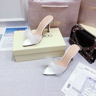 Dép gót nhọn nơ lưới