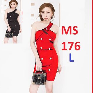 Đầm dự tiệc xéo vai đính nút MS 176 đồng giá 100k