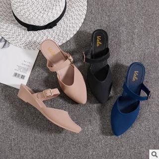 Giầy nhựa nữ đi mưa đế xuồng hở gót quai ngang chốt khóa bít mũi gân tăm đẹp giá rẻ GNN14