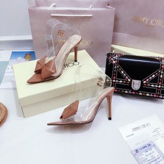 Giày cao got nhọn mika phối nơ