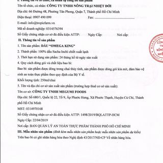 Dầu Omega 369 King trích ly lạnh từ hạt sachi hữu cơ