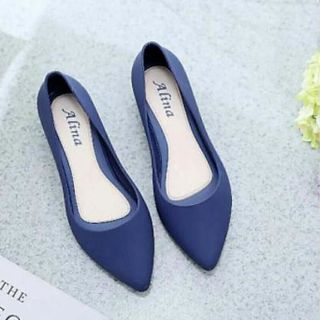 Giầy nhựa dẻo thơm thời trang cao cấp đế xuồng mũi nhọn trơn không nơ đi mưa nữ GNN18