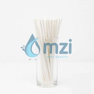 Ống Hút Giấy Phi 6mm x 197mm màu trắng