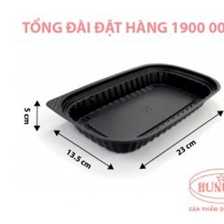 Khay nhựa đế đen đựng thực phẩm nắp PET HT017 - không ngăn