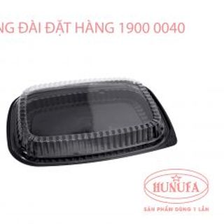 Khay nhựa đế đen đựng thực phẩm nắp PET HT017 - không ngăn