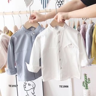 Áo sơ mi cổ tàu bé trai