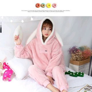 Đồ bộ mặc nhà pijama tdqd khoát nón tay thỏ bông giá sỉ