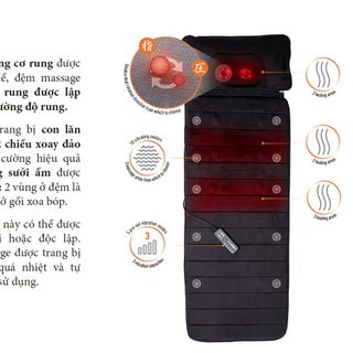 Đệm massage toàn thân có gối xoa bóp hồng ngoại Lanaform delight
