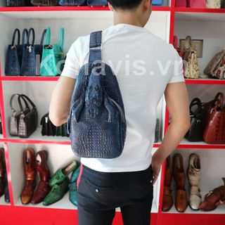 Túi Bao Tử Đeo Chéo Nguyên Con Cá Sấu CHM13-06NC Màu Xanh Lavi Giá Sỉ Tại Xưởng Sản Xuất Konavis Ở TPHCM