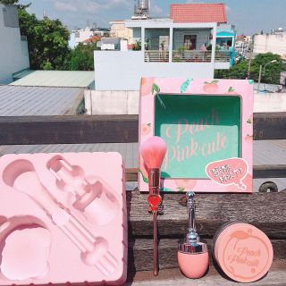 Bộ 3 món trang điểm phấn phủ má hồng cọ XiXi peach NoD-354