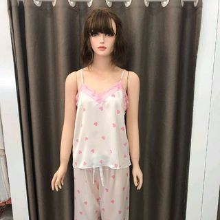 Pijama đồ bộ mặc nhà hai dây quần dài tim lụa cao cấp giá sỉ