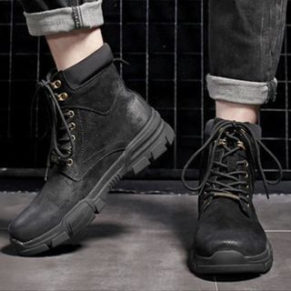 Giày boot nam có cổ da pu lộn thiết kế châu âu cực ngầu và êm chân-800