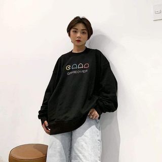 Áo sweater gameover nỉ form rộng nam nữ bao che quần