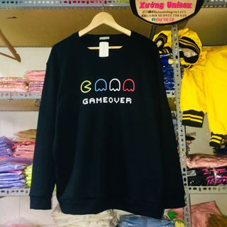 Áo sweater gameover nỉ form rộng nam nữ bao che quần