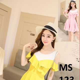 ĐẦM DÚN TAY DÚN NGỰC PHỐI 2 MÀU MS 123 Hàng đồng giá 100k