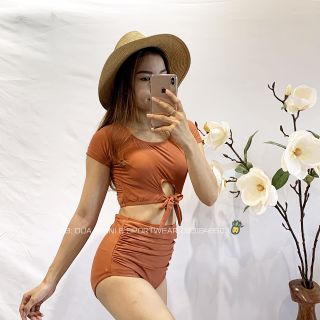 Bikini tay ngắn cam đất
