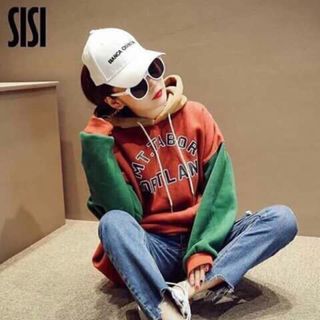 Áo hoodie trơn phối màu