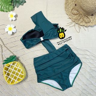 Bikini cheo vai xanh cổ vịt