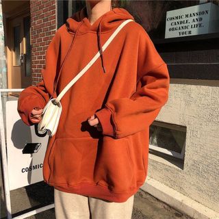 Áo hoodie trơn màu cam