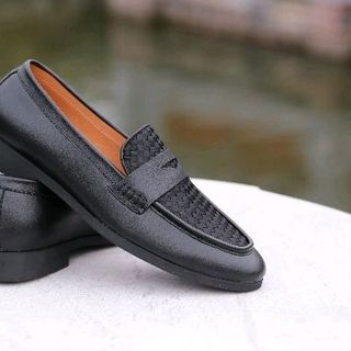 GIÀY LƯỜI NAM Ô VUÔNG CHẤT DA BÒ THẬT