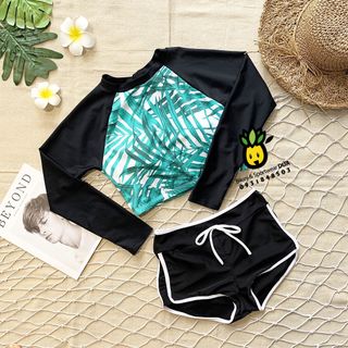 Bikini tay dài lá xanh