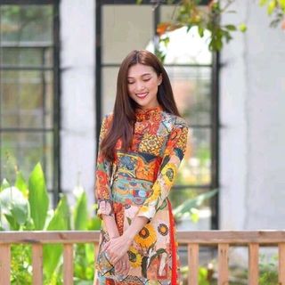 set áo dài họa tiết nhập