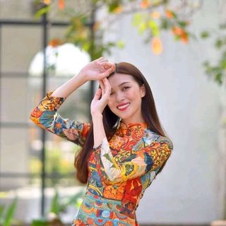 set áo dài họa tiết nhập