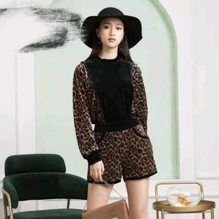 Set nhung dài tay da báo