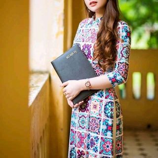 set áo dài kèm quần lụa nhập