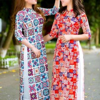 set áo dài kèm quần lụa nhập