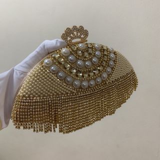 Túi xách hộp mầu vàng kết tua