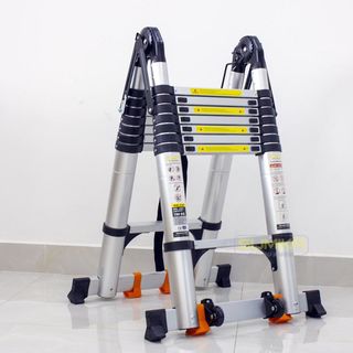 Thang rút chữ A 25m duỗi thẳng 5m mới Bánh xe khóa trợ lực