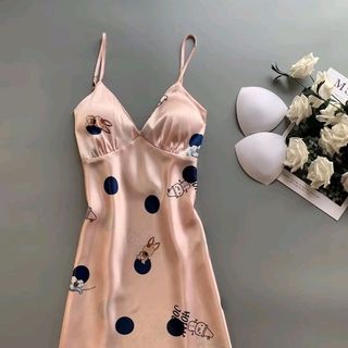 Váy lụa hoa tiết quảng châu cao cấp