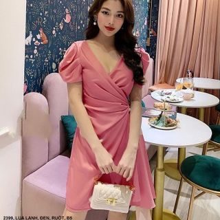 ĐẦM CỔ CHÉO EO THẮT NƠ DÀI MS 2399