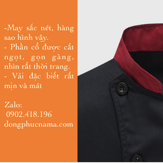Áo đầu bếp ngắn tay cổ đứng thời trang cho nam nữ