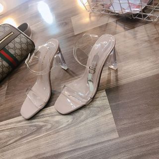 Sandal cao gót quai trong đế dẹp 2 màu