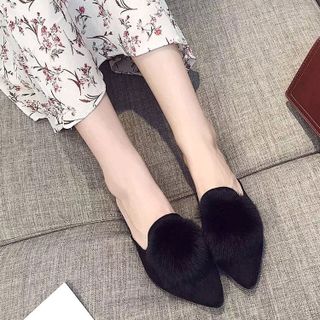 Guốc nữ chất da lộn gắn lông đế 3p