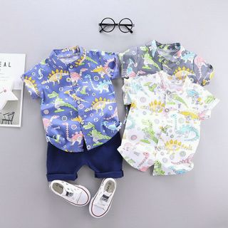 Sét sơ mi nền màu khủng long