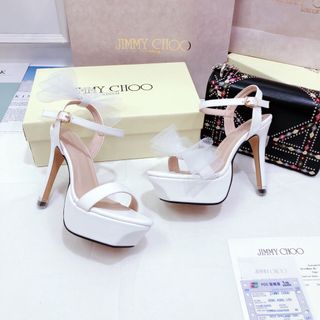 Giày sandal cao gót đính nơ tháo rời