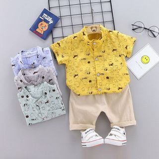 Sét sơ mi nền màu vẽ gấu