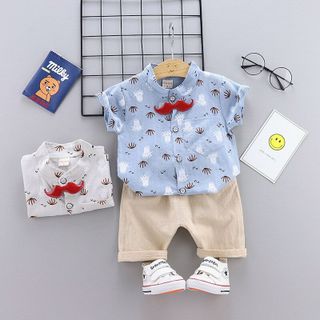 Sét sơ mi nền màu họa tiết nơ chú hề