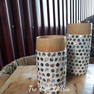 Cốc tre khảm trai họa tiết theo yêu cầu-Quà tăng ý nghĩa