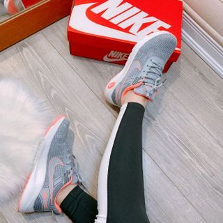 Sneaker nữ buộc dây chất mềm ghi hồng